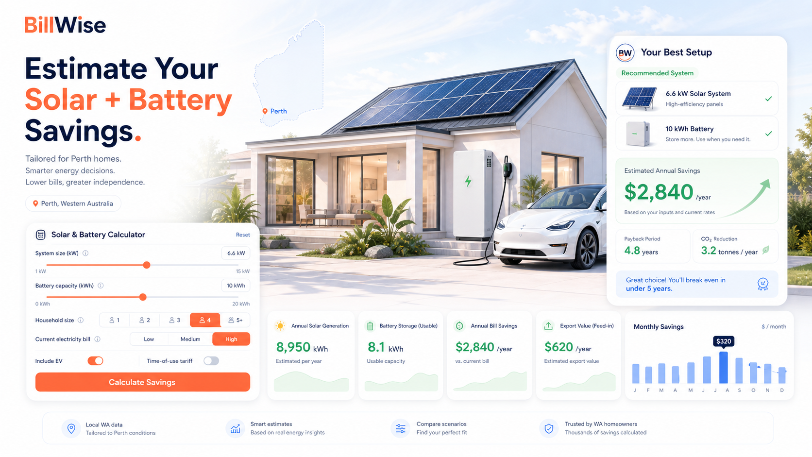 Estimate your solar + battery savings